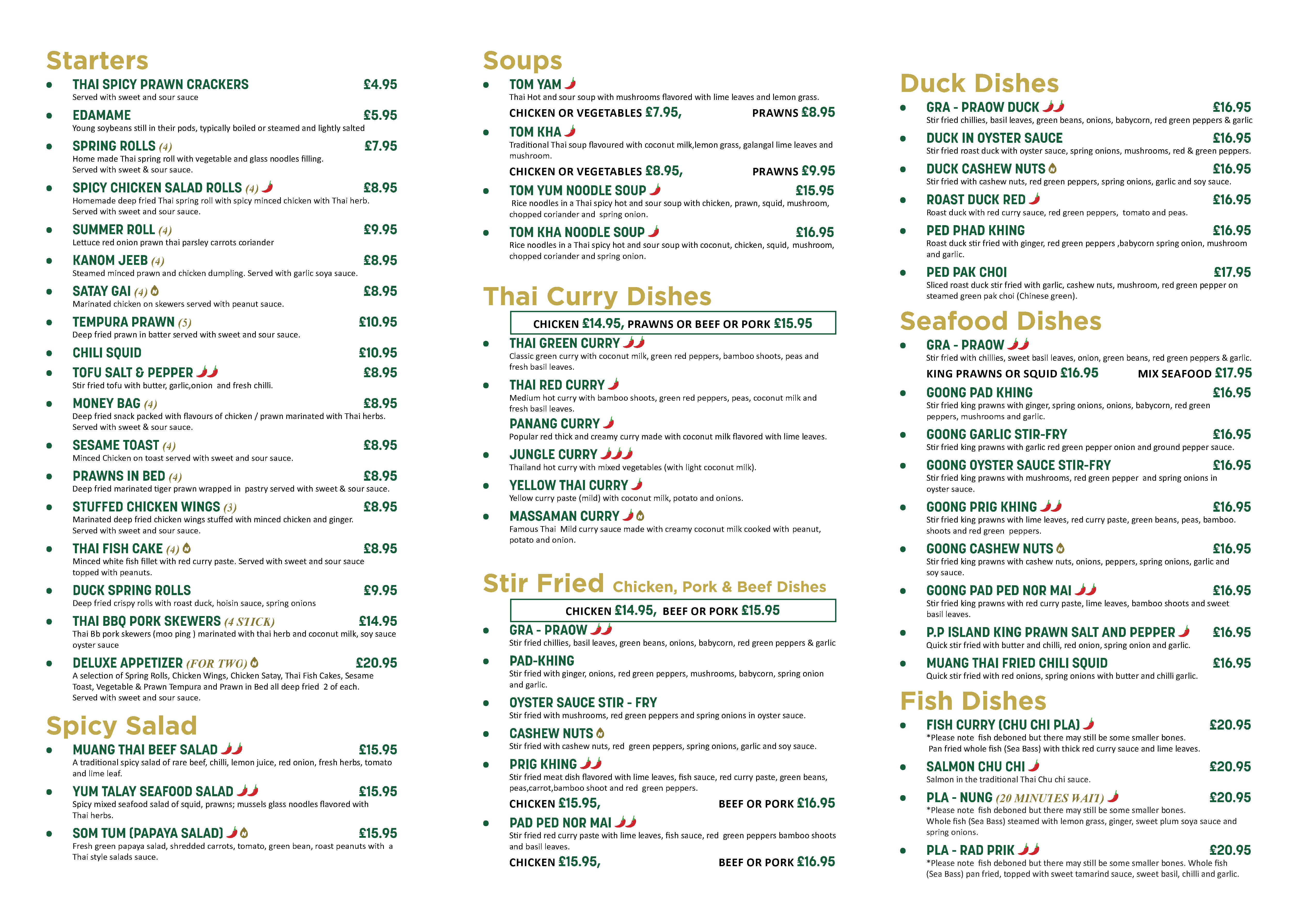 Muang-Thai Restaurant Takeaway Menu